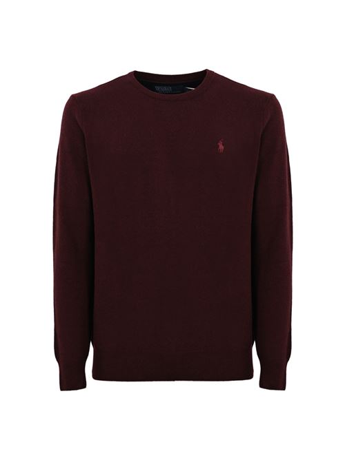 Maglione in lana con pony bordeaux POLO RALPH LAUREN | 710 876714006